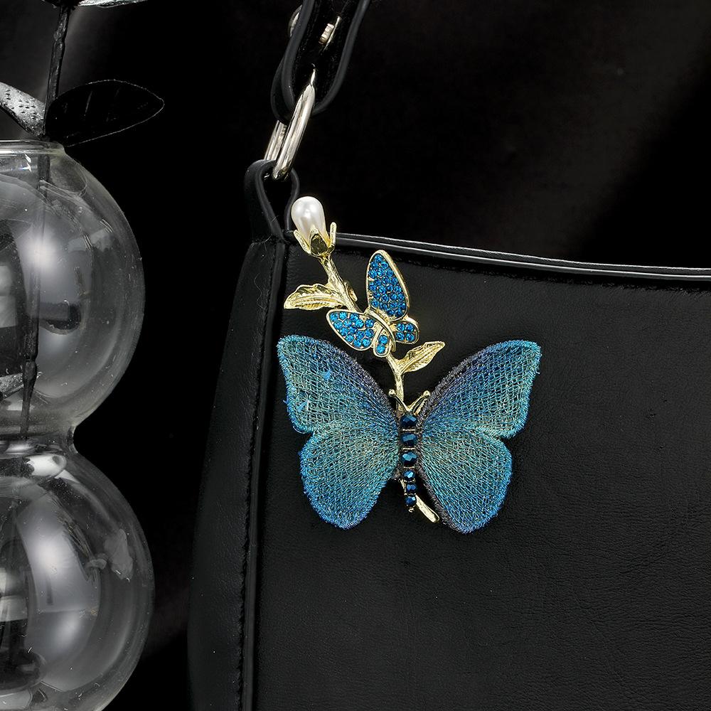 Elegant Purple And Blue Butterfly Pearl Brooch For Women, National Tide, Ancient Style, Light Luxury, High-End Sense, Fashion Temperament Pin