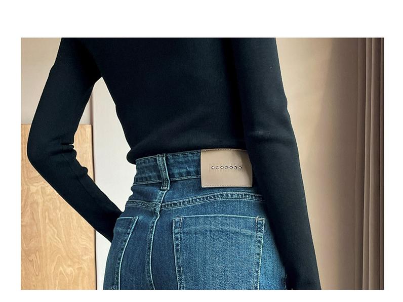 Women's High-Waist Slim Straight-Leg Dark Blue Jeans - Autumn 2025 Retro Versatile Style