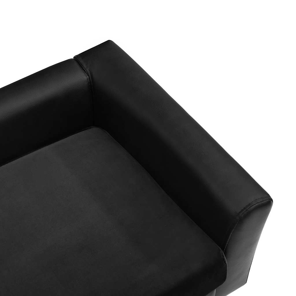 Pet Sofa Black 60 X 43 X 30 Cm Plush and Faux Leather