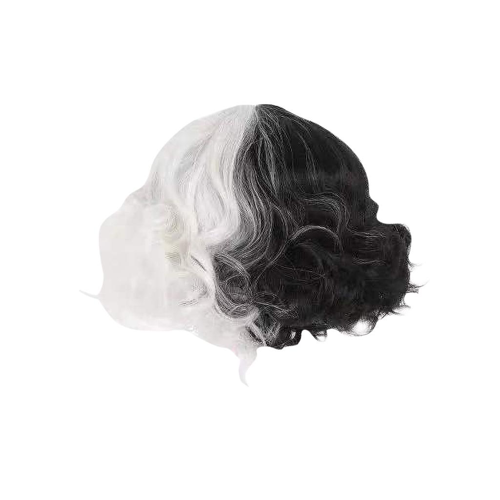 Goedkope Half Black And Half White Short Curly Cosplay Wig Girls Short Hair Kopen Gratis Levering Eerlijke Reviews Met Foto S Joom