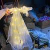 Bride Crown Bridal Feather Headbands Women Wedding Veil Korean Bride Headwear LED Light Bride Veil
