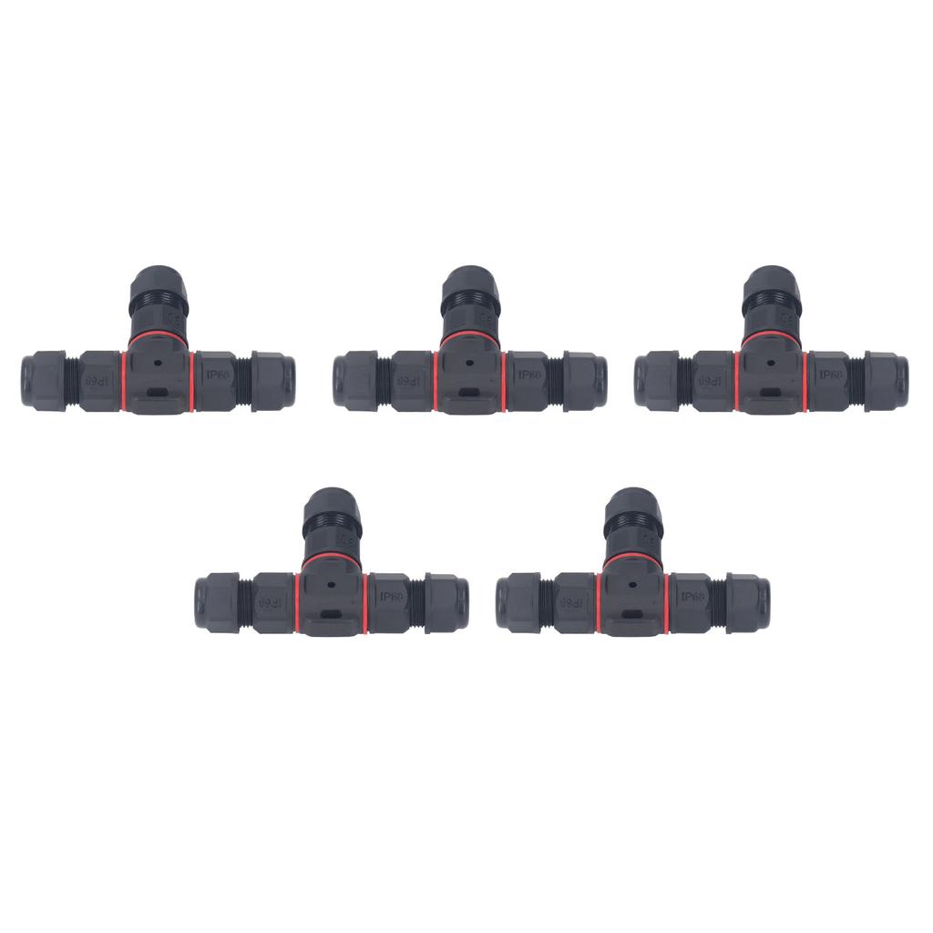 5Pcs T Type Aviation Connector 3 Pin Butt Joint IP68 Waterproof Plug Socket 16A AC250V