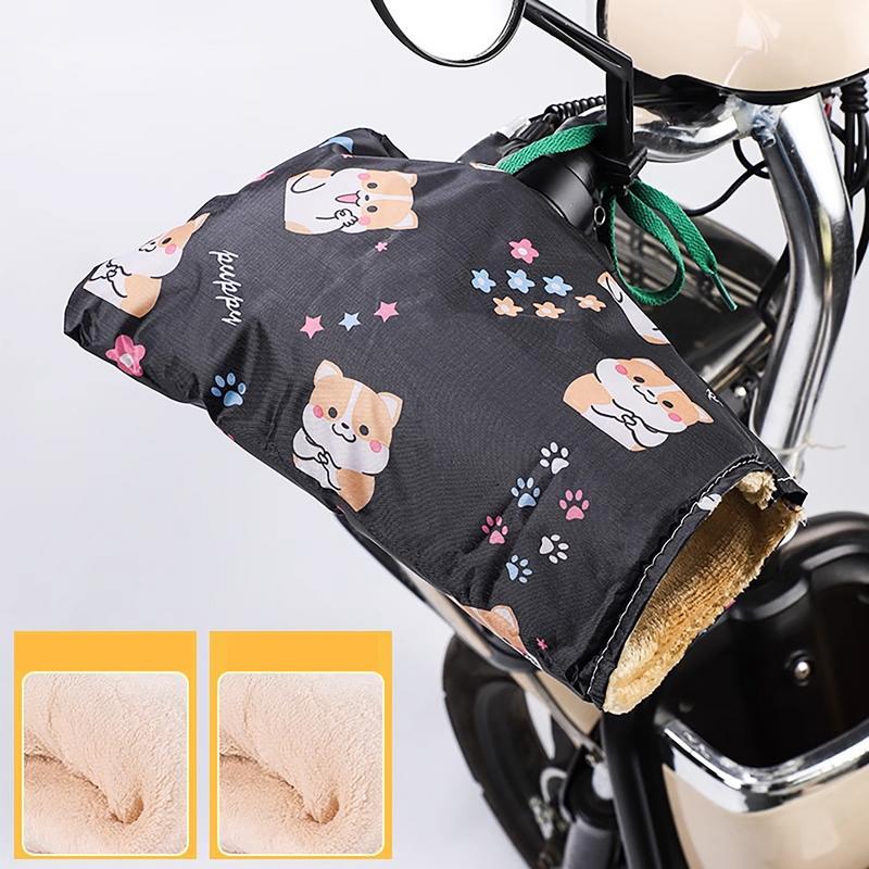 Motorcycle Handlebar Muffs Windproof Mittens Hand Warmer Gloves Corgi Dog Pattern Winter Snowmobile Hand Muffs Hand Warmers