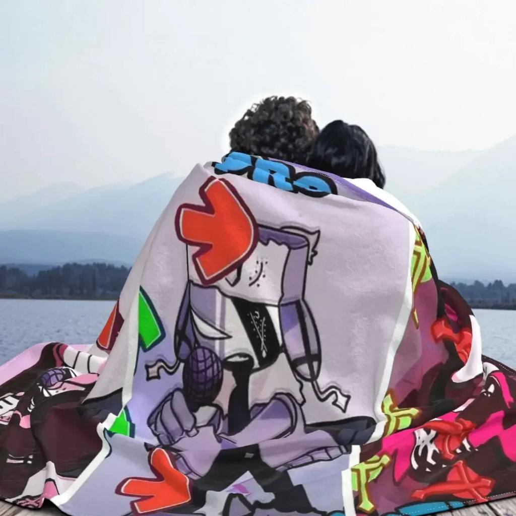Cartoon Friday Night Funkin Collage Blankets Velvet Printed Portable Ultra-Soft Throw Blankets for Bedding Outdoor Bedspreads
