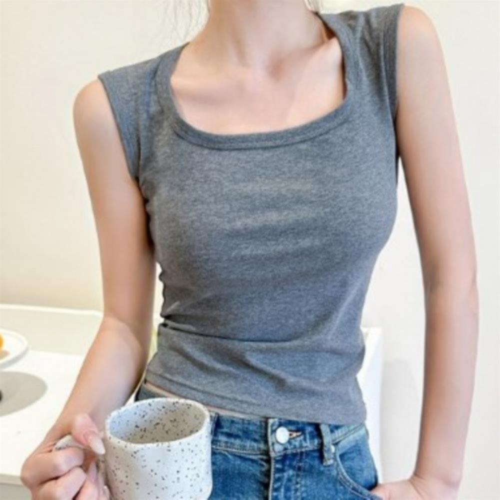 New Arrivals Open Run Women STreTch Sleeveless T shirT Square Neck