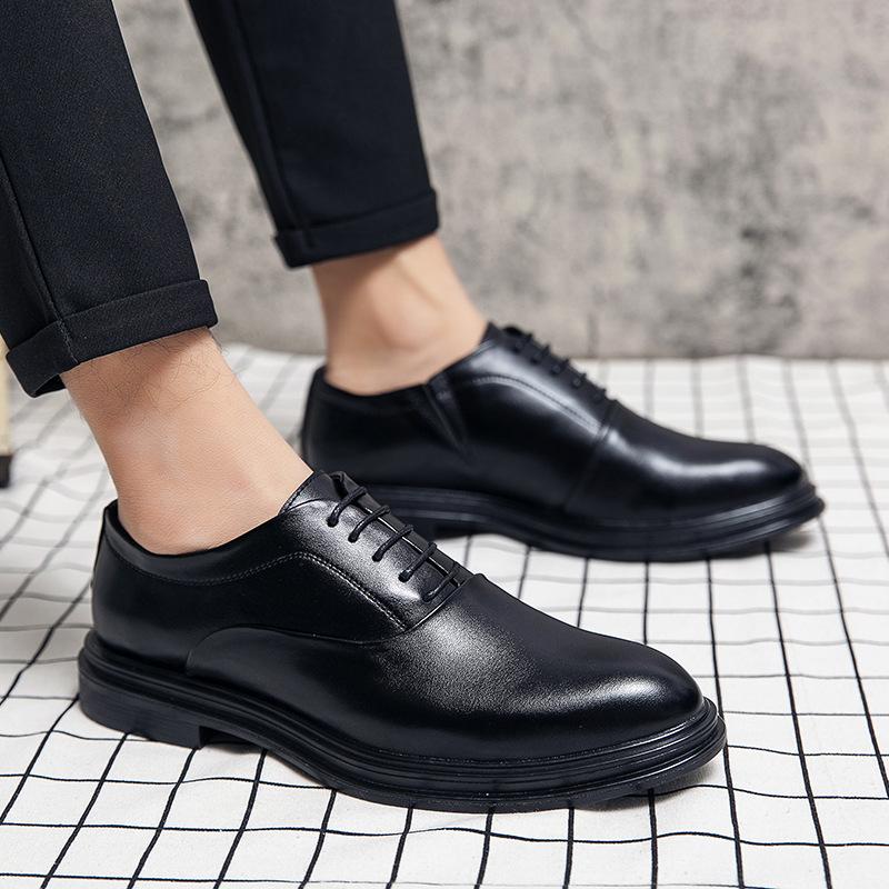 Spring new Brock men's shoes British Korean version trend heightening men's business dress casual leather shoes wedding shoes