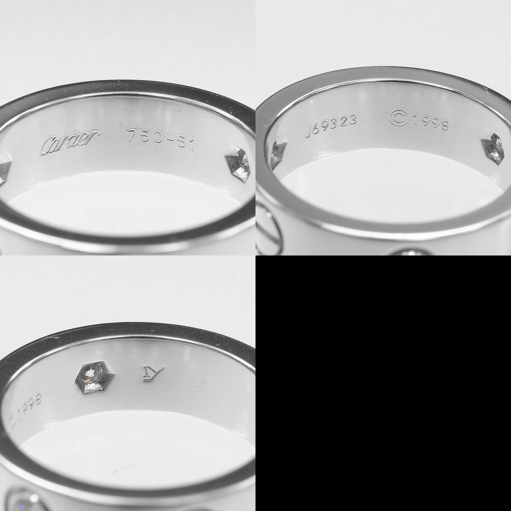 CARTIER love Ring K18 white gold/3P Diamond #5.8(US Size) 8.82g Women Used