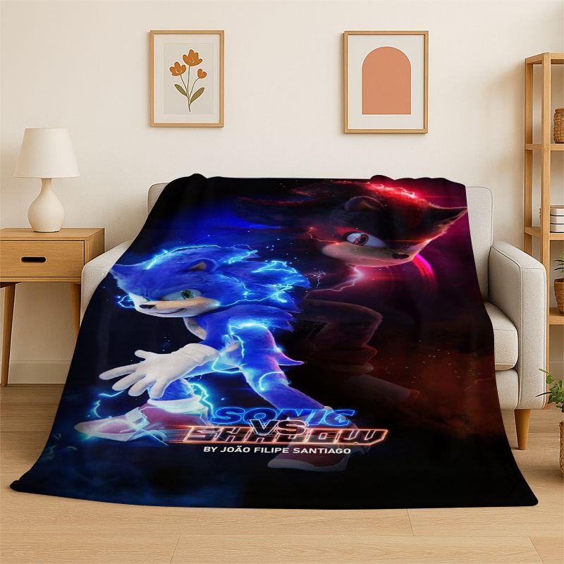 Classic Game S-Sonic Cartoon Soft Flannel Throw Blanket,Cozy Blanket for Bed,Couch,Sofa,Bedroom,Living Room,Travel,Picnic Kids