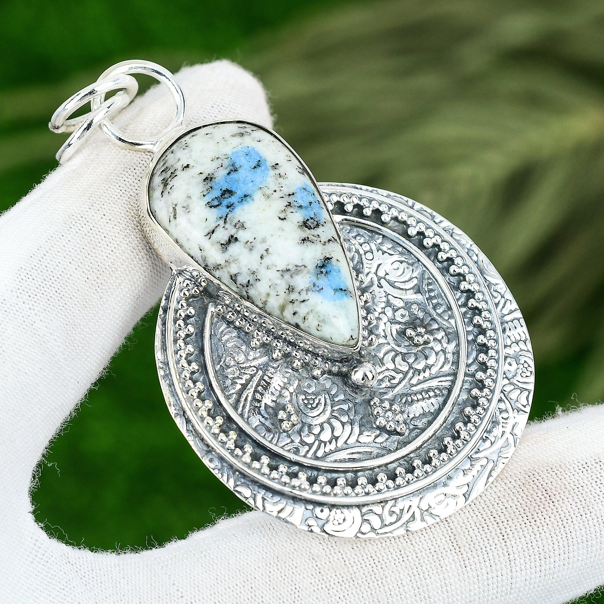 

Sisters Day Deal 925 Silver Pear K2 Jasper Gemstone Elegant Boho Mother Pendant