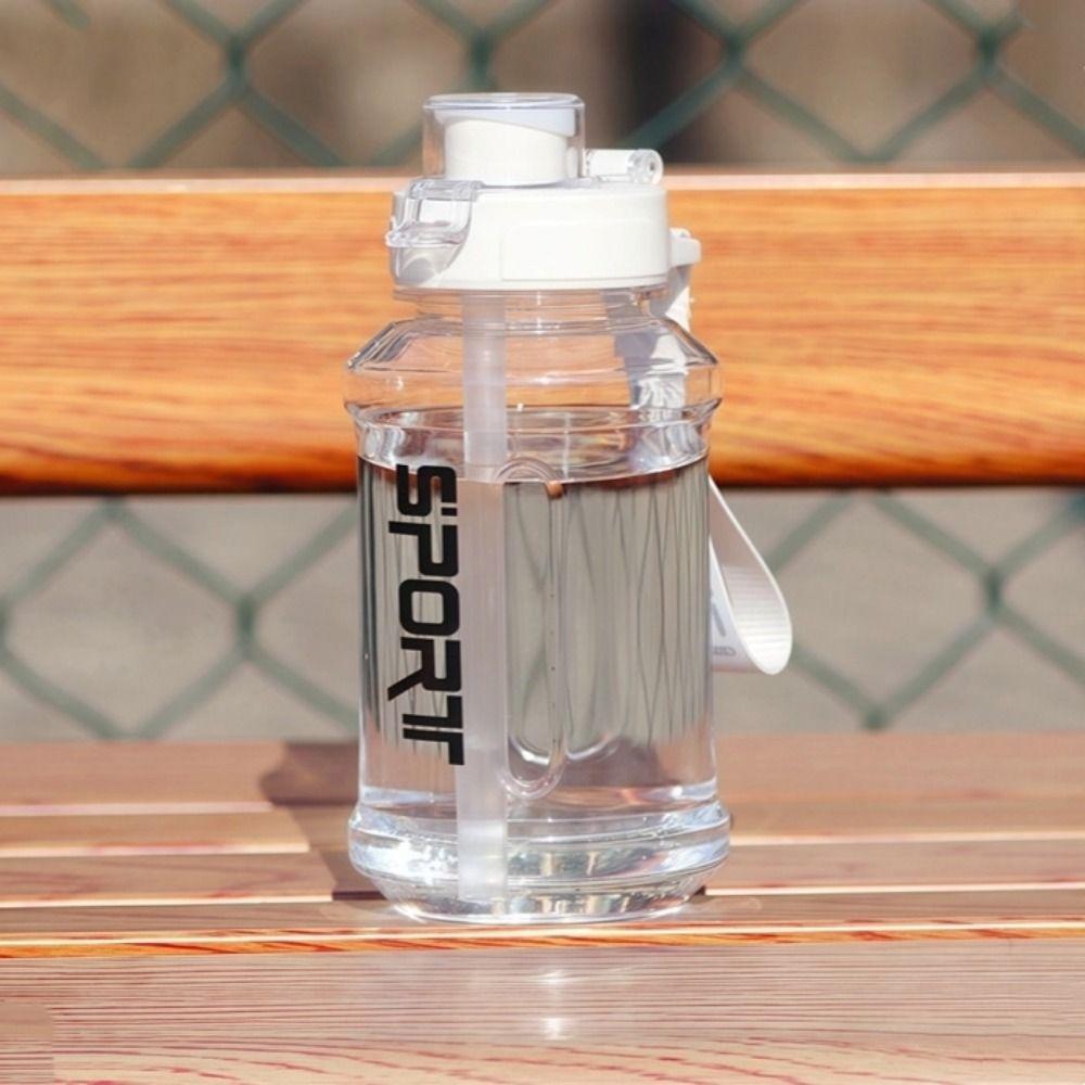 Straw Fitness Water Bottle with Carrying Rope Fitness Drinking Bottle Sports Water Cup Camping