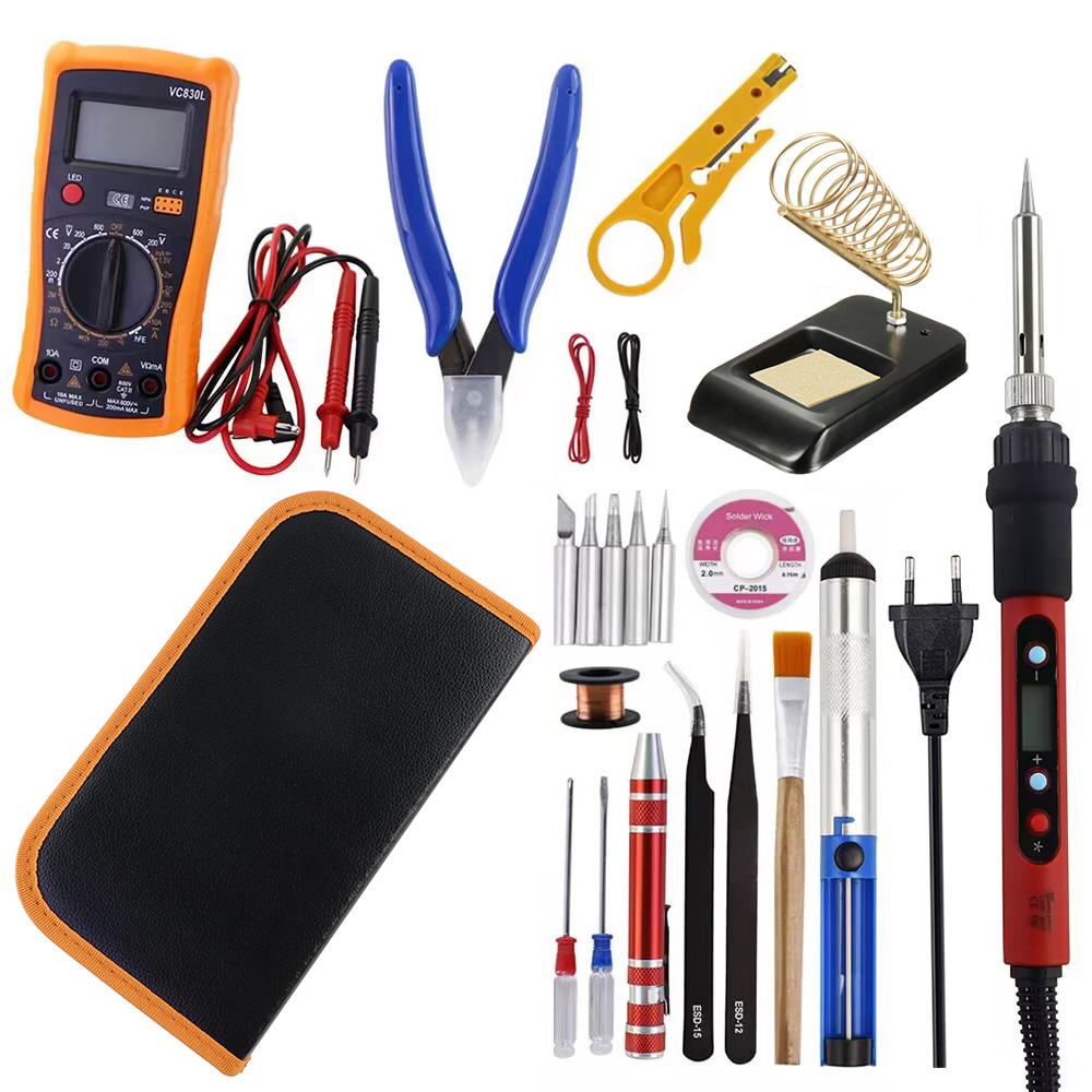 Digital Display Electric Soldering Iron Red 80W 110V / 220V Adjustable Temperature Solder Welding Desoldering Repair Tools