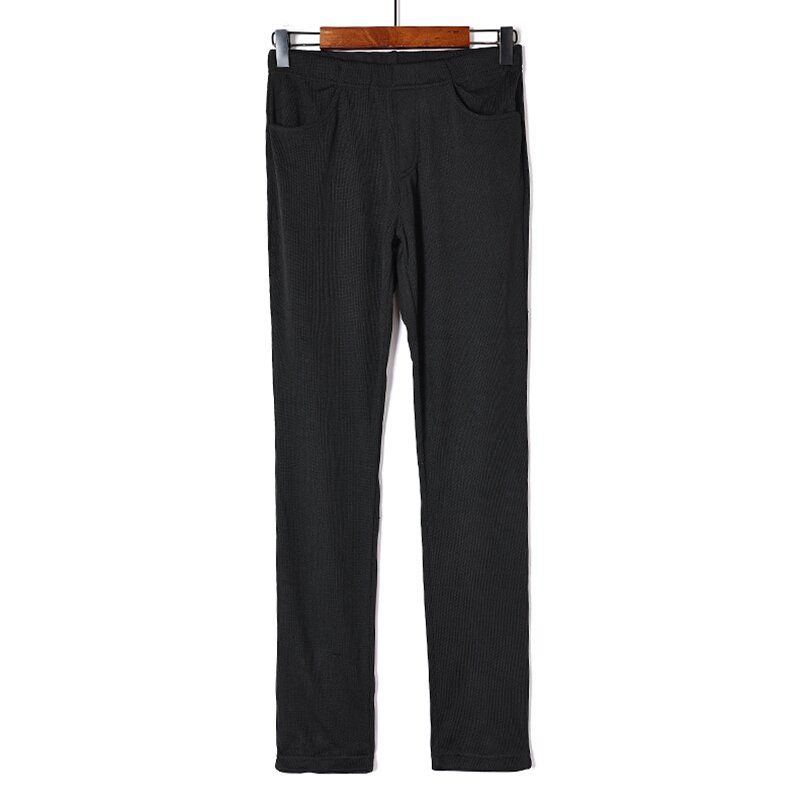 

Spring and Summer Thin Solid Color Slim-Fit Stretch Knitted Pencil Pants Black M