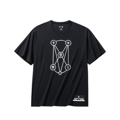 Serie Kyrie Basketball Maglietta a Maniche Corte Girocollo con Lettere Stampate Comoda Traspirante Ampia Unisex Top Nero Basico 172431121-2