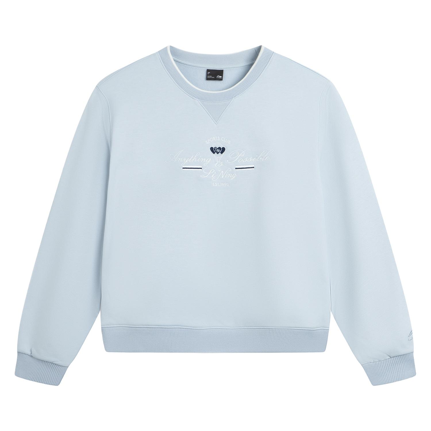 

Li Ning Sports Lifestyle Series Fleece Warm Loose Fit Crew Neck Embroidered Letter Long Sleeve Sweatshirt Women sweatshirt AWDV998-3 XXL
