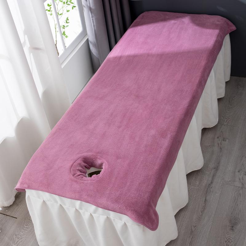 Coral Fleece Beauty Massage Bed Cover Sheet SPA Massage Bed Table Cover Face Hole Body Spa Salon Bedspread Decoration