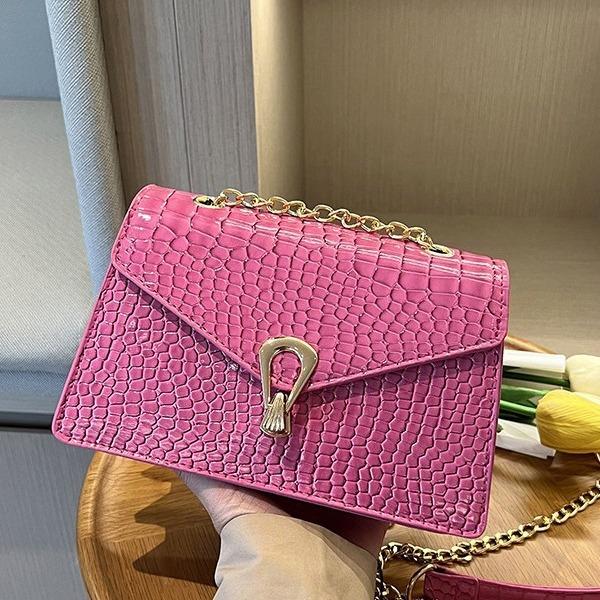 Crocodile Patterned Chain Women's Bag, Trendy Korean Version, Single Shoulder Crossbody Women's Bag, Small Square Bag