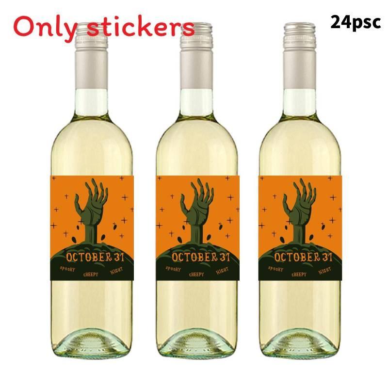 Self Halloween Adhesivewine Bottle Stickers With Pumpkin Print For Party Venue