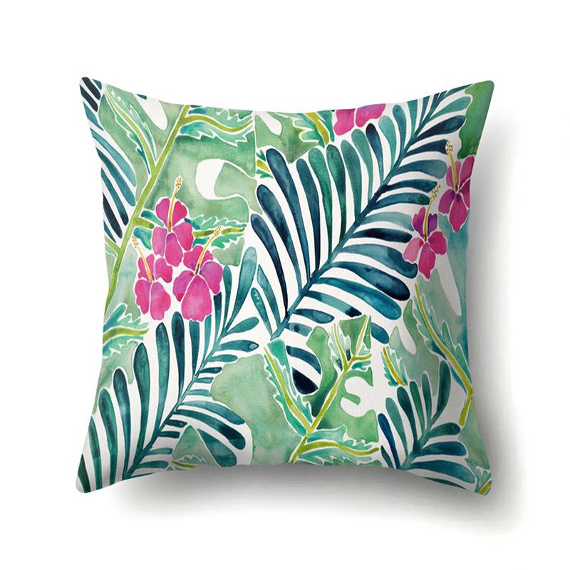 Polyester Pillowcase Plant Decoration Home Printed Pillow Car Waist Cushion Sofa Bed Head Cushion Cover