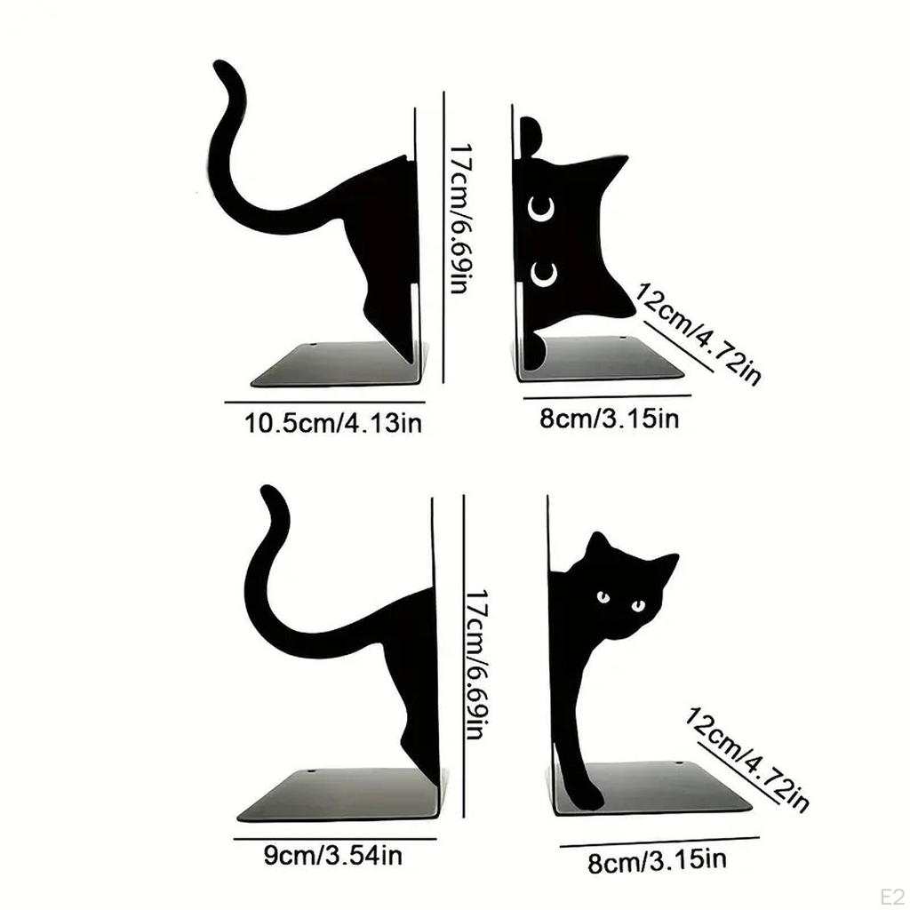 Katzen Buchstützen Deko Schwarz Skulptur Buchorganisator Tier Ornament Stütze für Wohnzimmer Schreibtisch
