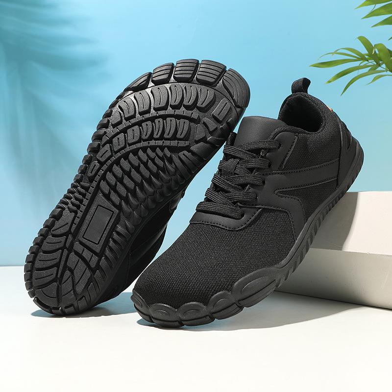 Breite Zehen Barfuß Flyknit Schuhe: Atmungsaktives, rutschfestes Freizeit-, Sport- und Wanderschuhwerk.