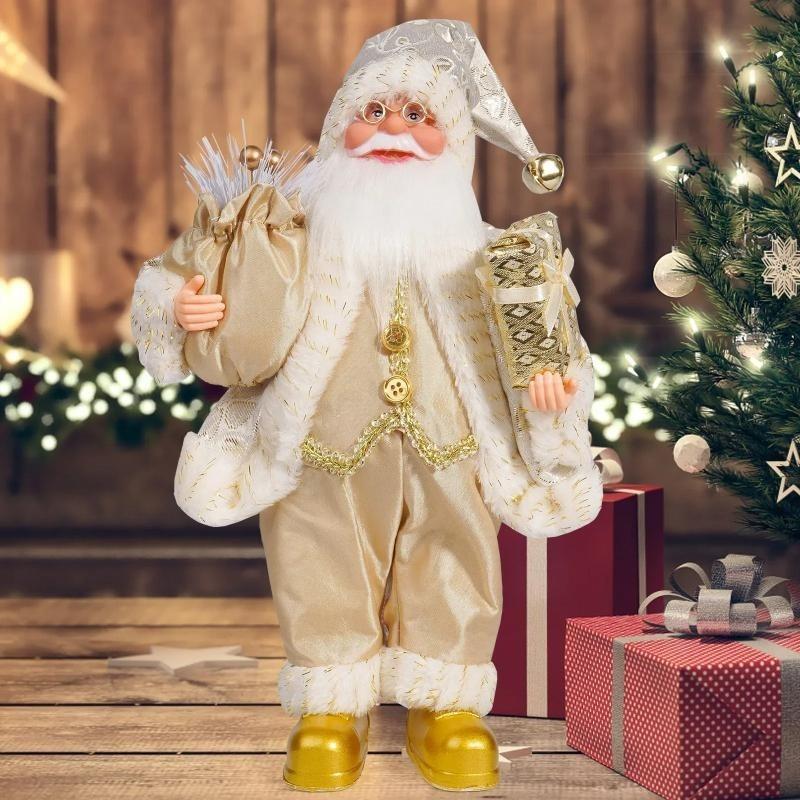 Christmas Standing Santa Claus Figurine Dolls, Cute Xmas Decor Ornaments, Tabletop Fireplace Office Indoor Home Party Decorations