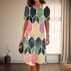 Women's Fashion Graceful Simple Grid Print Summer Spring Short Sleeve O-Neck Casual Dresses