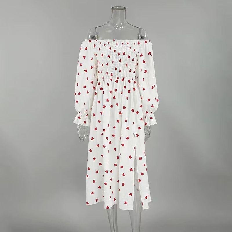 

Платье в западном стиле с принтом Love , сексуальное с открытыми плечами, облегающее, с принтом в форме сердца Print L