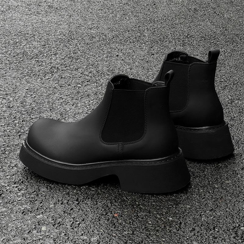 Mid top Chelsea boots men's big toe derby shoes trendy men's casual shoes thick soled high rise short boots