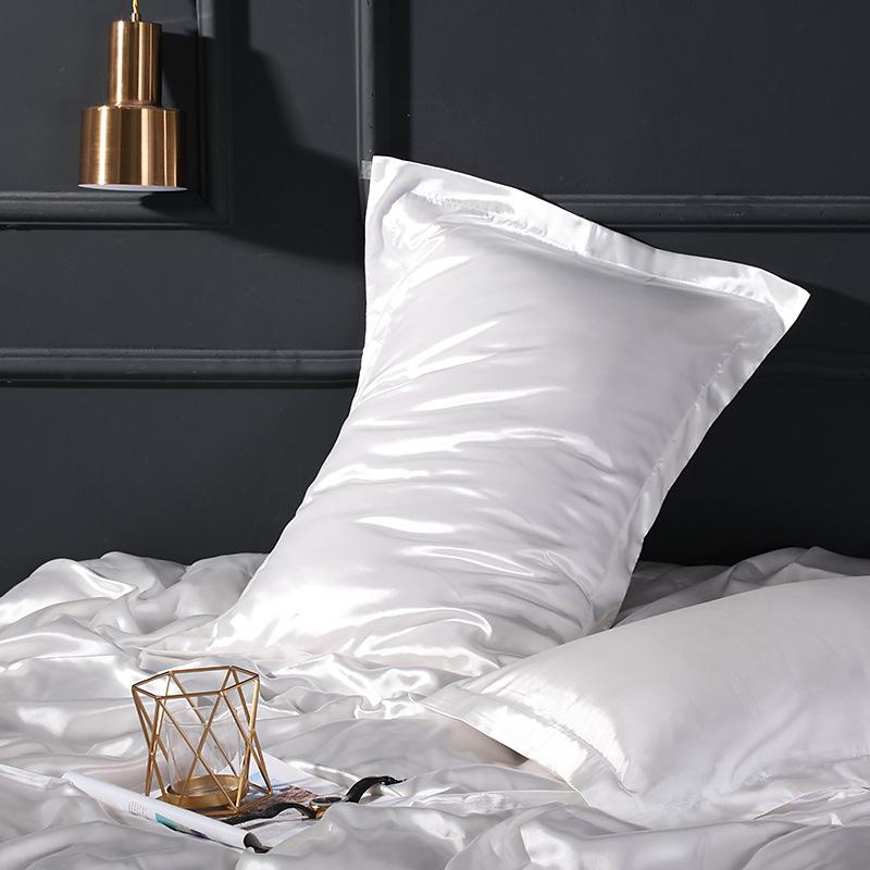 Solid Color Mulberry Silk Pillowcase - Adult Silky Ice Silk Cover