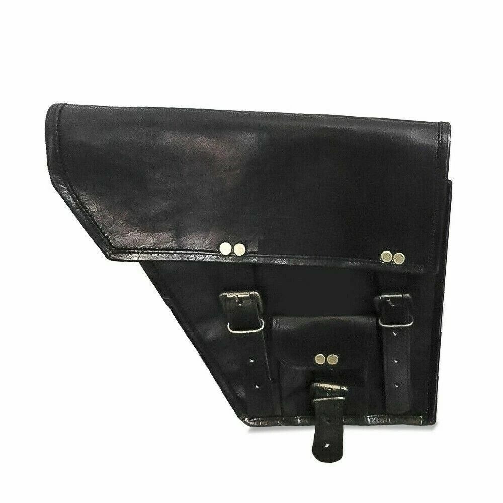 Side Black Leather 2 Pouch Saddle Panniers Bags Saddlebags Motorcycle 2 X Both