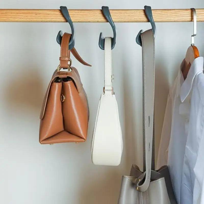 4pcs Bag Hanger Hook Handbag Hat Scarf Plastic Multi-Functional Storage Rack For Wardrobe Backpack No Traceno Deformation Racks