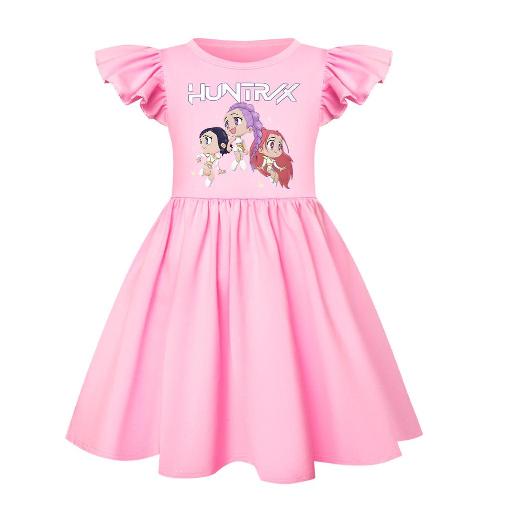 5044 Kids Girls Mira Zoey Rumi Printed Ruffle Short Sleeves Casual Dress