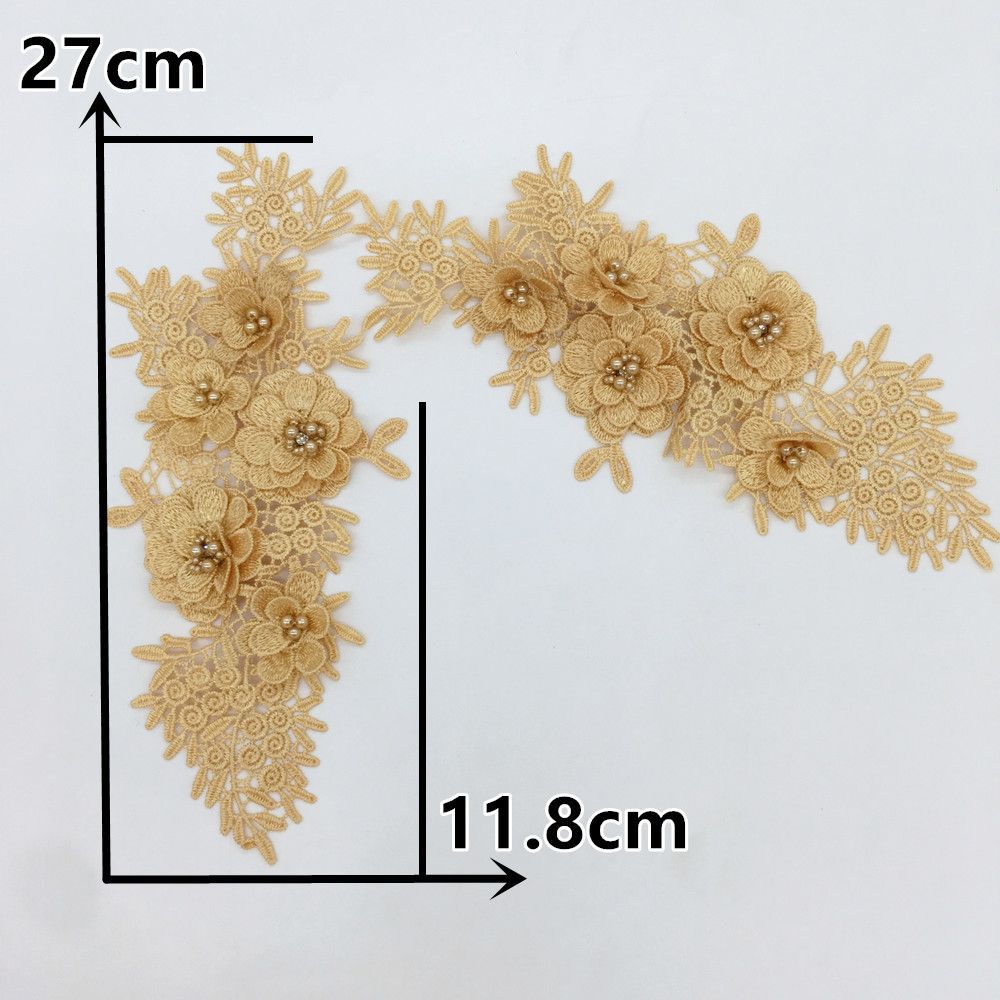 Yellow I Three-Dimensional Bead Drill Diy Embroidery Hollow Pair Of Flowers Sewing Decoration Matching Clothing Lace Accessories