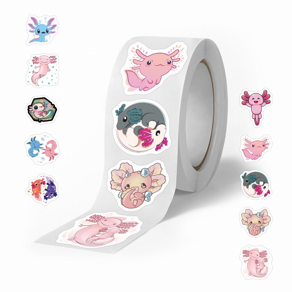 500/roll Cartoon Newt Roll Sticker Cute Animal Children DIY Skateboard Suitcase Roll Sticker