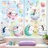 6 Sheets Easter Bunny Window Clings Cartoon Egg Stickers Cute Decoration For Home Classroom Nursery Shop Glass Display Decorations