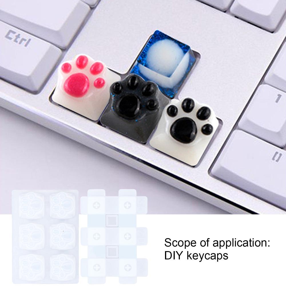 2pcs Resin Jewelry DIY Cat Claw Resin Casting Mould Durable White Silicone Keycaps Silicone Cute Keycap Mould Gamer