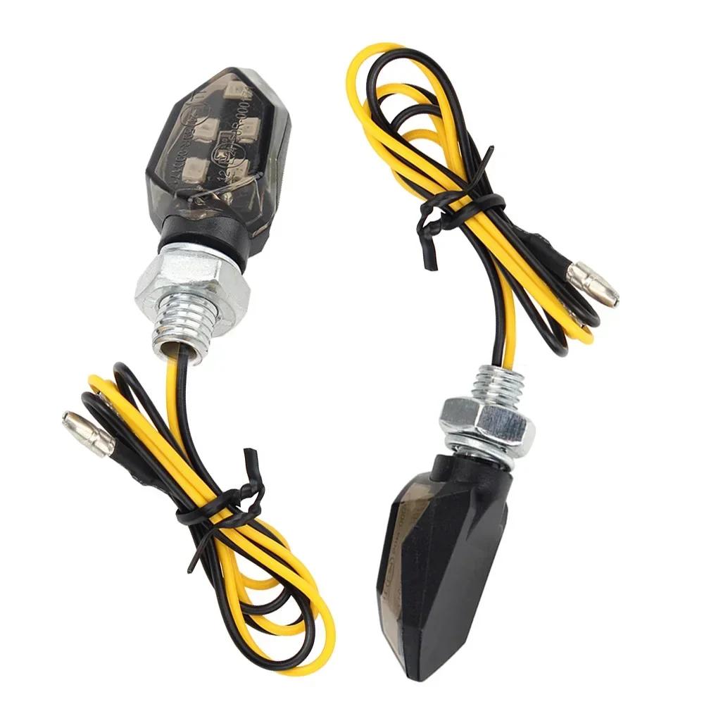 2/4PCS Mini Motorcycle Smoke Lens Turn Signal Light 5LED 12V Amber Blinker Indicator Lamp Motorcycle Universal Easy to Install