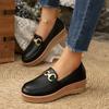 Plus Size Metal Chain Wedge Shoes Women's New Platform Muffin Loafers for Fall 2025