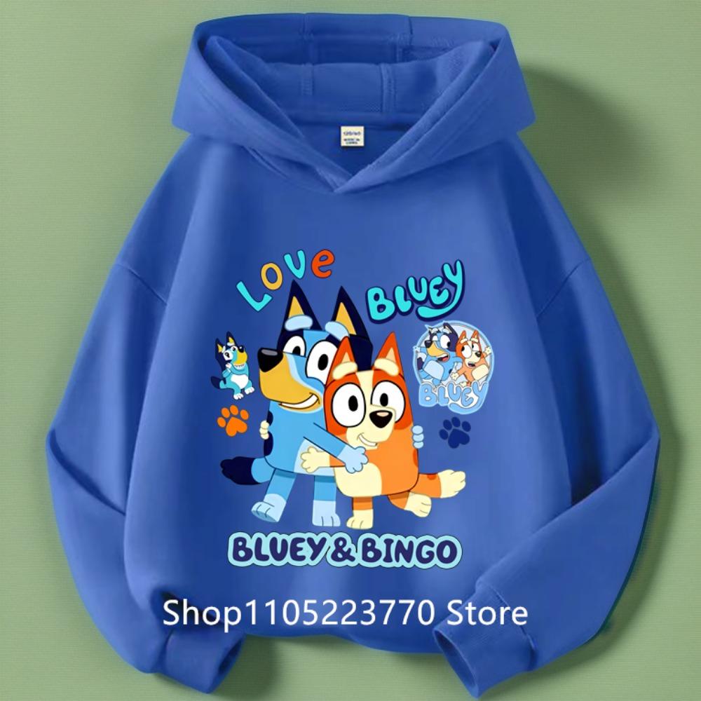 

Детская толстовка с капюшоном Bluey Осень Зима Теплая Мягкая Пуловер Удобная Одежда для Игр для Мальчиков Девочек 110