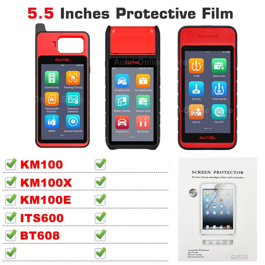 Autel Scanner Protect Film 5.5/ 8/ 9.7/ 10.1inches Screen Protector Compatible with KM100/ MK808BT/ MP808BT/ DS808/ IM508/ IM608