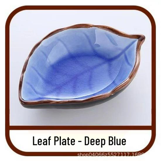 Creative Japanese Leaf Design Ceramic Plate for Soy Sauce, Vinegar, and Snacks