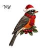Christmas Door Corner Decoration Wooden Bird Topper, Cute Statue, Woodland Animal Frame Festive Home Wall Decor Art Sign for Winter Holiday