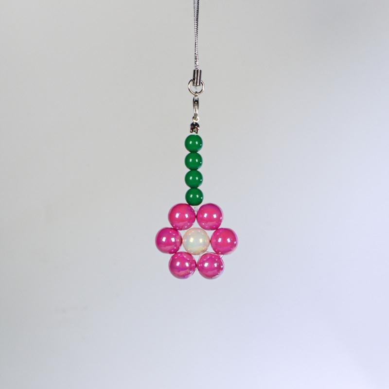 Sweet Phone Chain Strap Lanyard Colorful Bead Flower Pendant Phone Charm Hangings Decoration Cute Phone Accessories