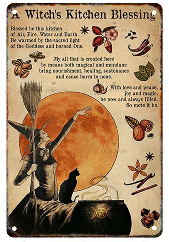 Vintage Witchery Painting Metal Signage Halloween Magic Poster Home Living Room Club Bar Hallway Art Wall Decor Iron Paintin
