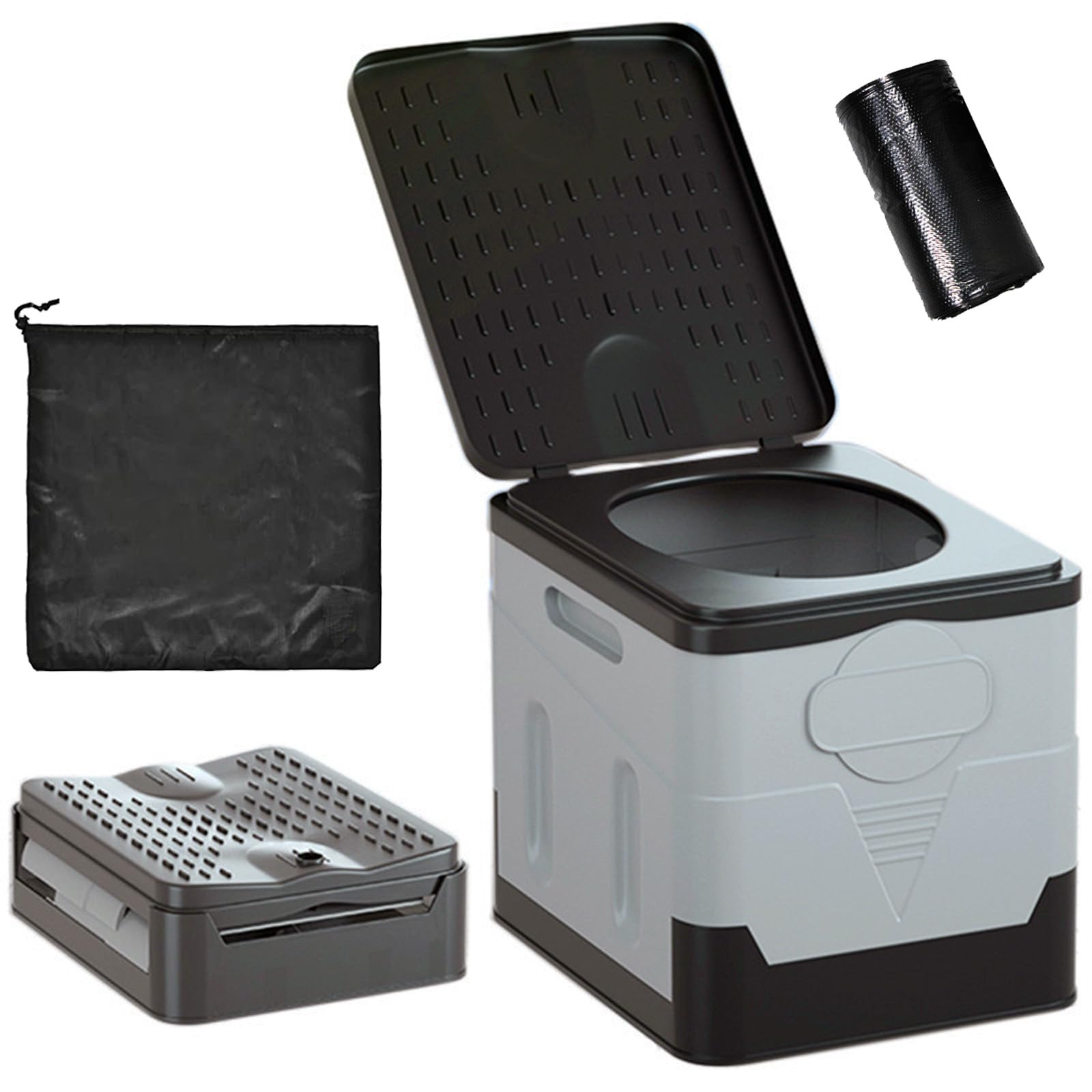 

BTtime Портативный Аварийный для Аварийного бедствия Включает Сумку для хранения и 12 Пакетов для утилизации Туалет, Портативный, Временный, Туалет, Складной, Использовать, серый