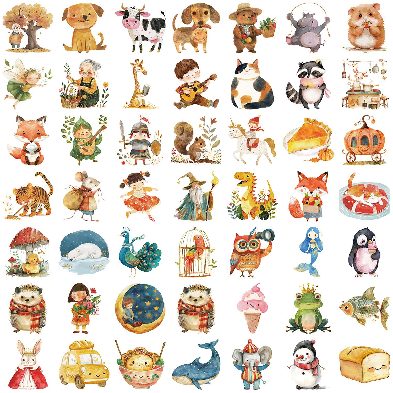 

50 шт. Прозрачные наклейки в стиле фэнтези, акварельные, водонепроницаемые, из прозрачного ПЭТ, для ручной работы, декоративные, для гитары, блокнота