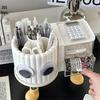 Rotating Dust-Proof Cosmetic Organizer: Makeup Brush Holder, Lipstick & Eyeshadow Storage, Desk Pen Holder