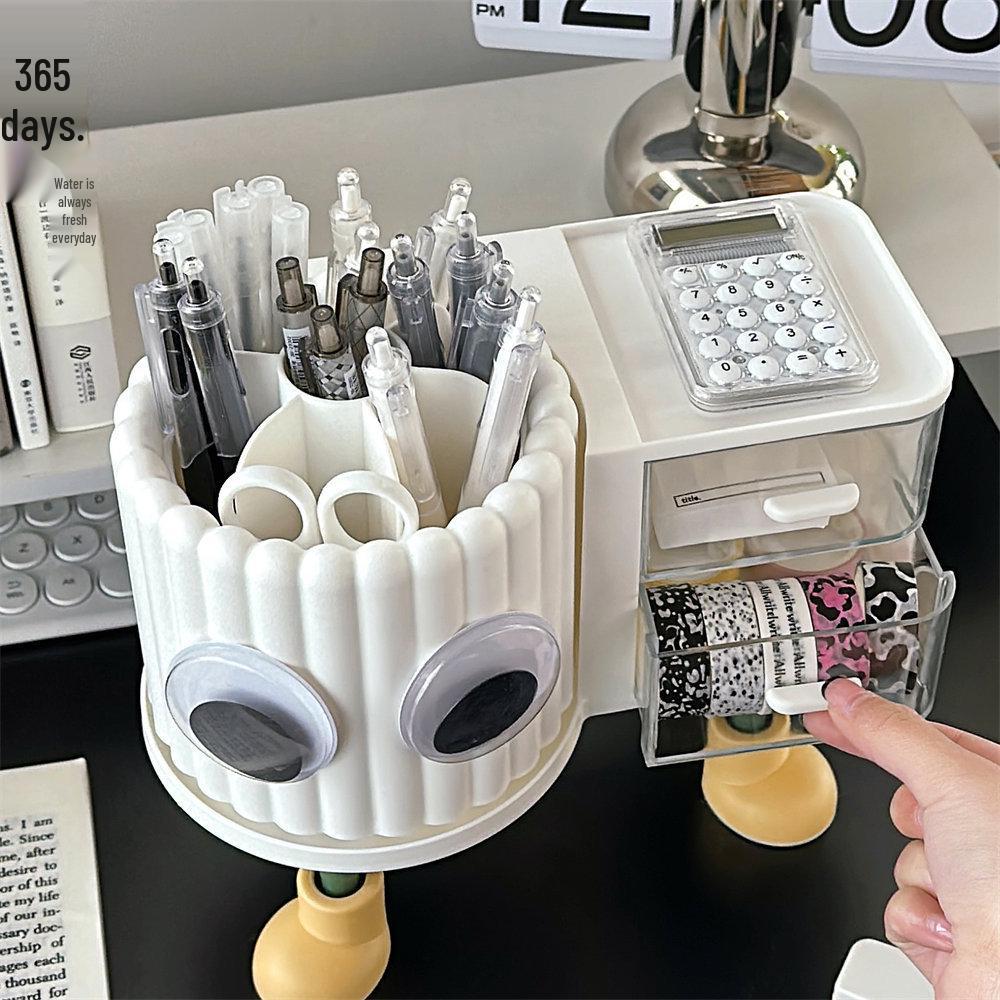 Rotating Dust-Proof Cosmetic Organizer: Makeup Brush Holder, Lipstick & Eyeshadow Storage, Desk Pen Holder