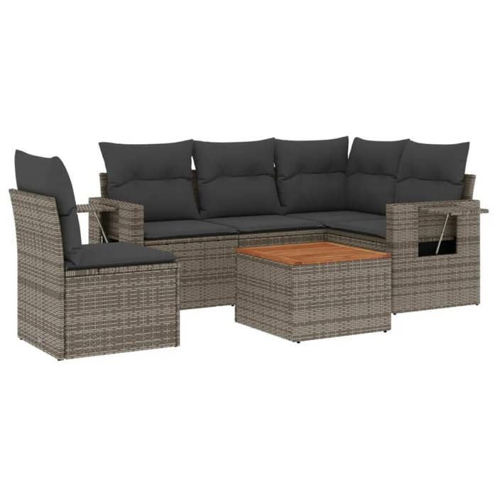 VidaXL Salon de Jardin avec Coussins 6 pcs, Canapés de Terrasse, Ensemble de Meubles de Patio, Mobilier d'Extérieur, Gris 3256900