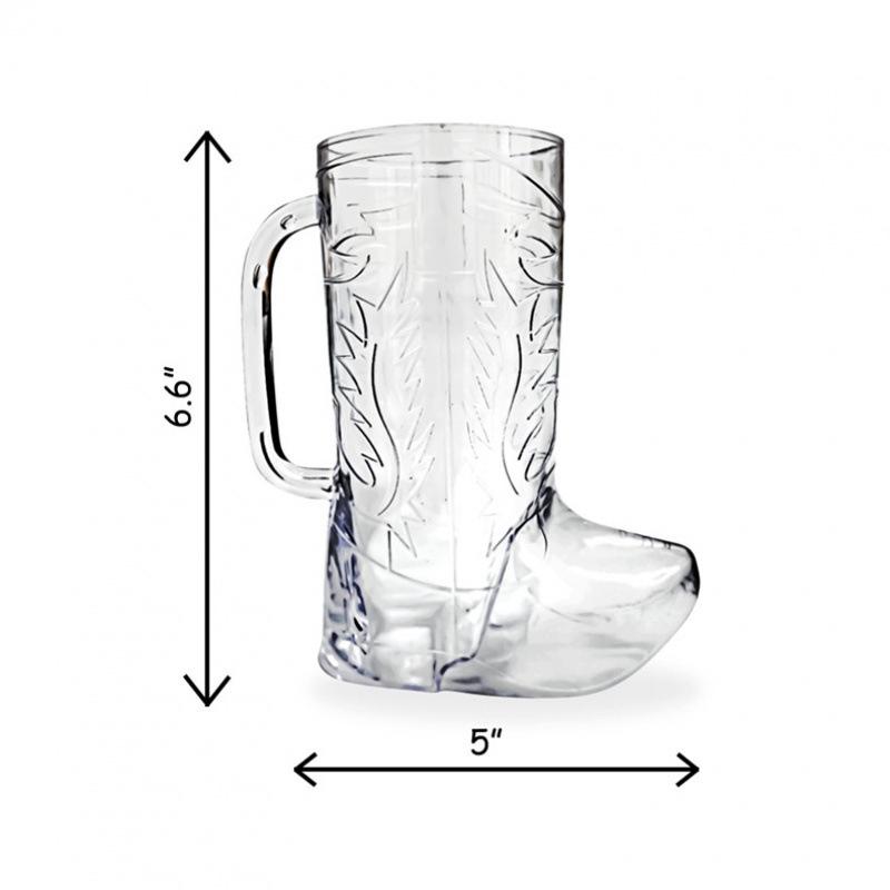 Boot-Shaped Cowboy Mug: 17oz Embossed Plastic Beer & Spirit Glass with Handle 17oz прозрачный